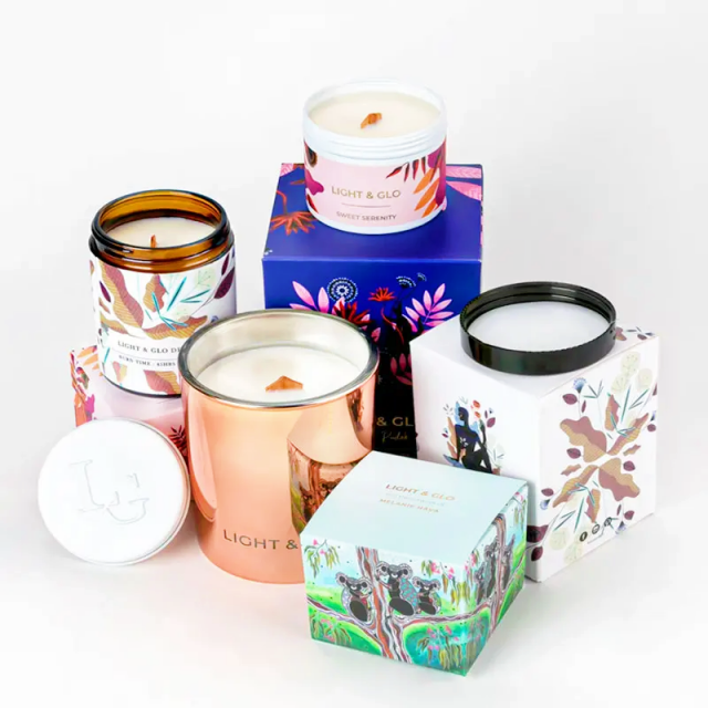 Wholesale luxury small candle packaging paper boxes small batch customized printing retail products aromatherapy box packaging
