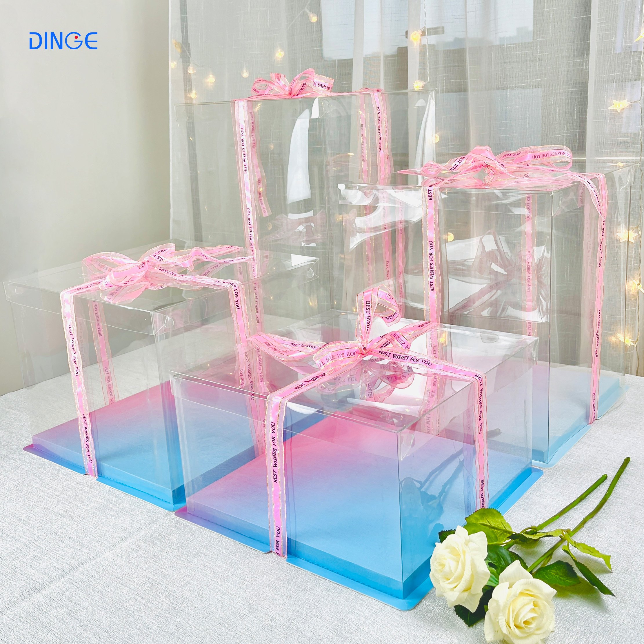 cake high rigid tall acetate wedding rectangle transport safe box delivery favour window 10x10x5 inch