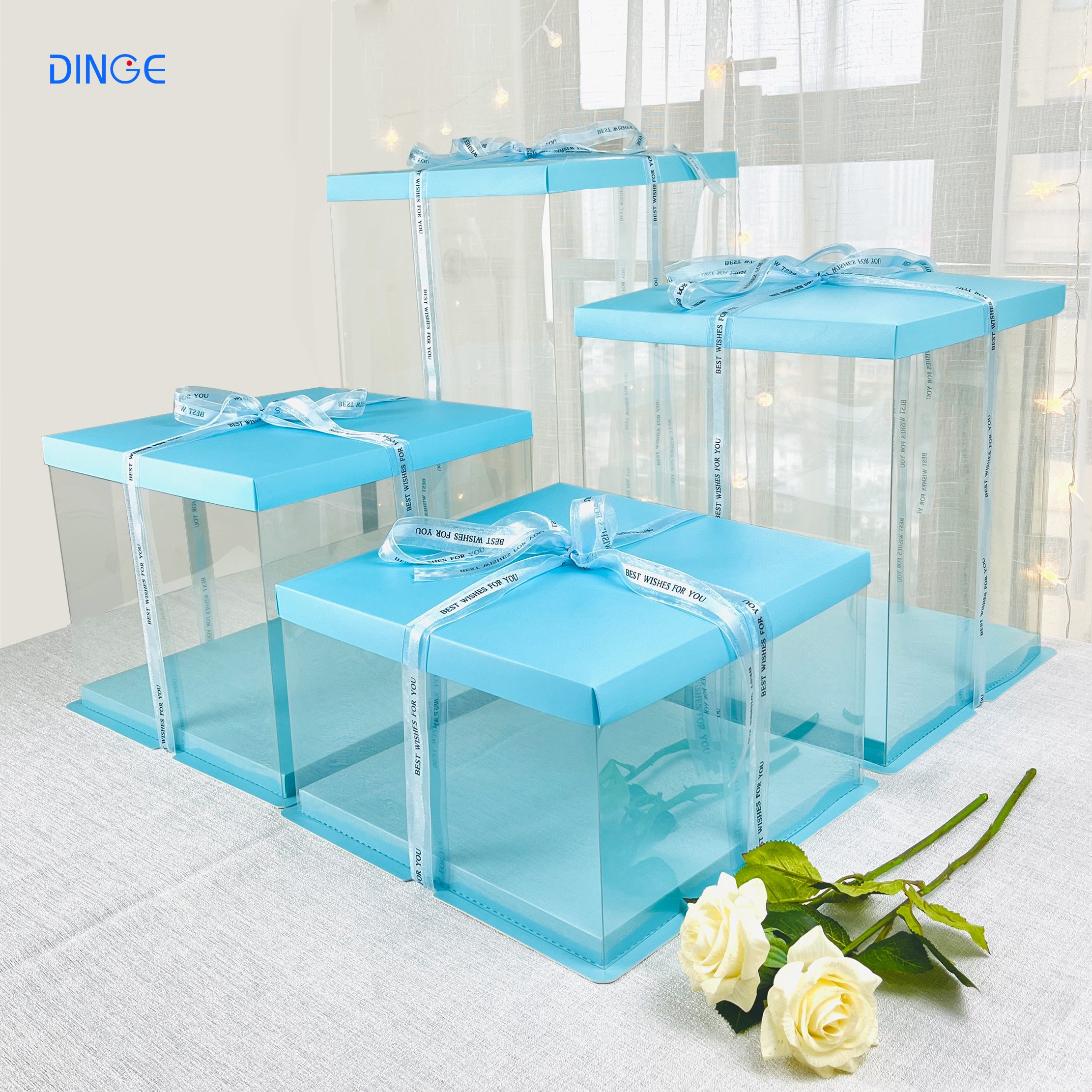 cake high rigid tall acetate wedding rectangle transport safe box delivery favour window 10x10x5 inch