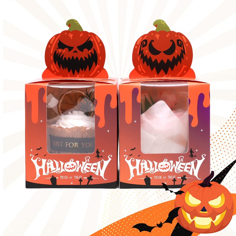 halloween food packaging paper gift box with clear window for halloween treat boxes