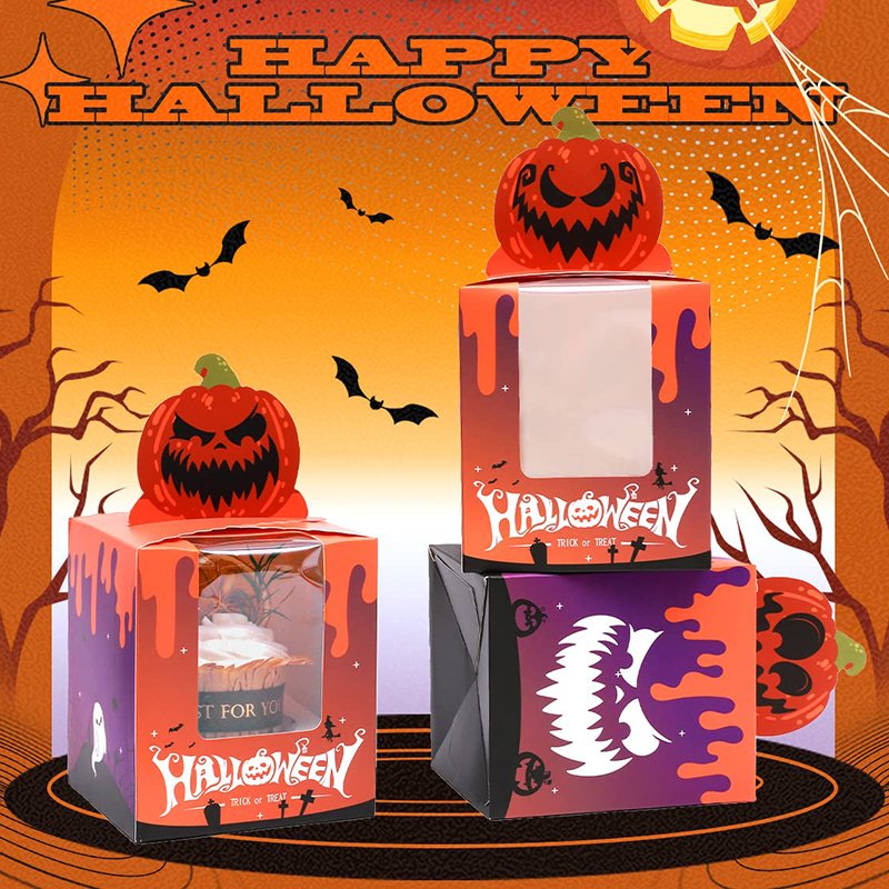 halloween food packaging paper gift box with clear window for halloween treat boxes