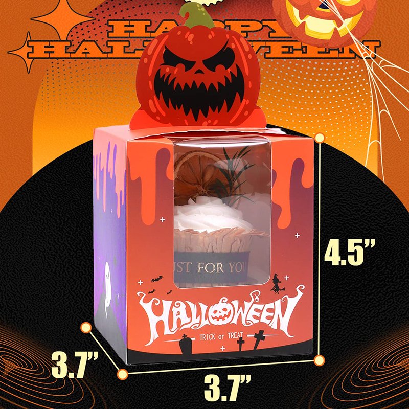 halloween food packaging paper gift box with clear window for halloween treat boxes