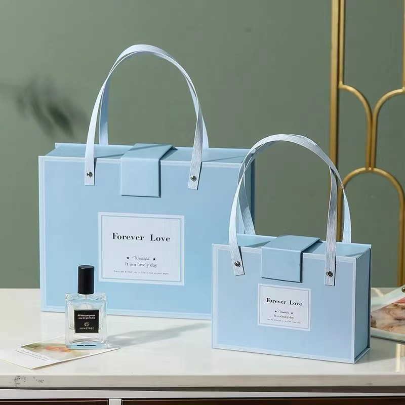 custom luxury fashion packing box with handles bag for human hair wig extension paper packaging