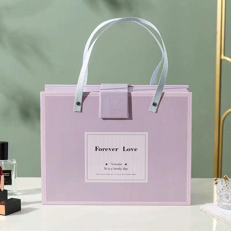 custom luxury fashion packing box with handles bag for human hair wig extension paper packaging
