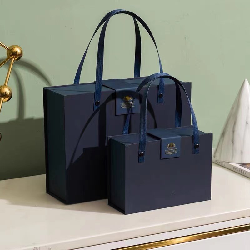 custom luxury fashion packing box with handles bag for human hair wig extension paper packaging