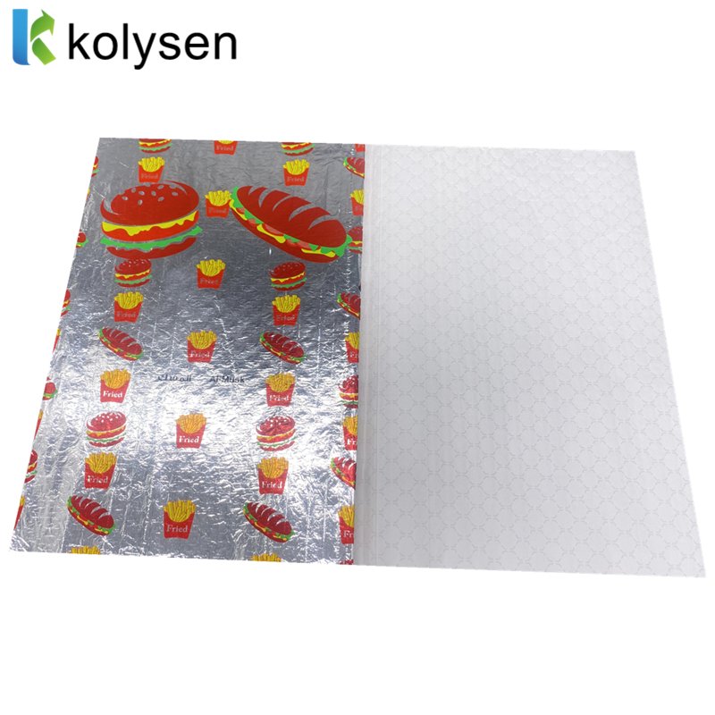 Hot Fast Food Insulated Hamburger Wrapper Burger Greaseproof Printed Aluminum Foil Wrapping Paper