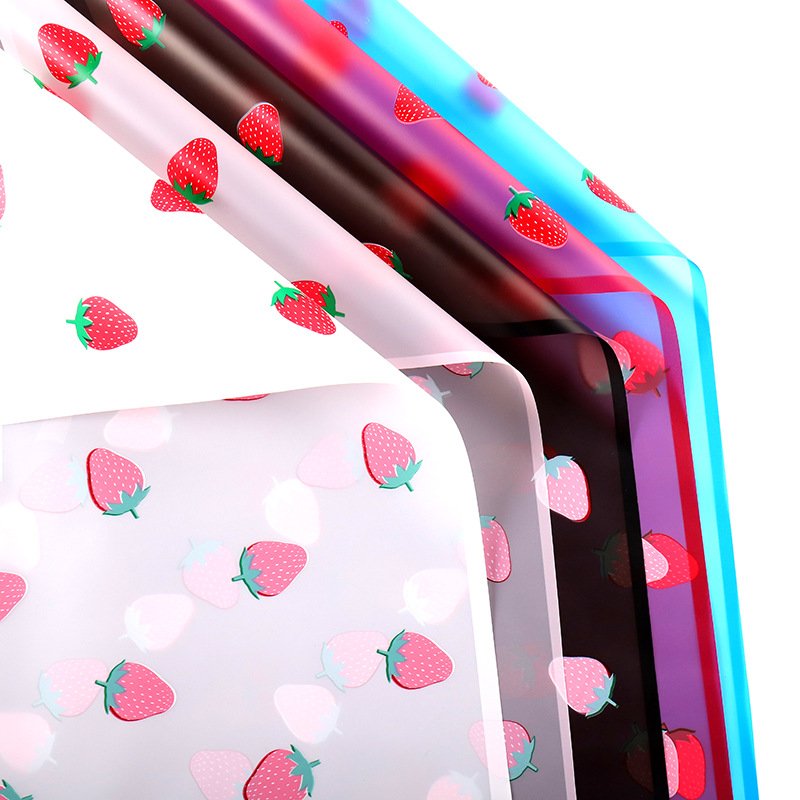 Floral Bouquet Paper Florist Supplies Packaging Paper for Wedding Gift DIY Valentine's Day Strawberry Pattern Waterproof OPP