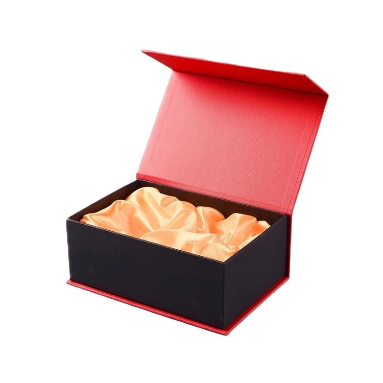 Custom Logo black Wig Packaging Box With Silk Satin Lined Luxury Magnetic Packaging Box For Hair Extension