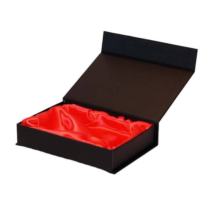 Custom Logo black Wig Packaging Box With Silk Satin Lined Luxury Magnetic Packaging Box For Hair Extension