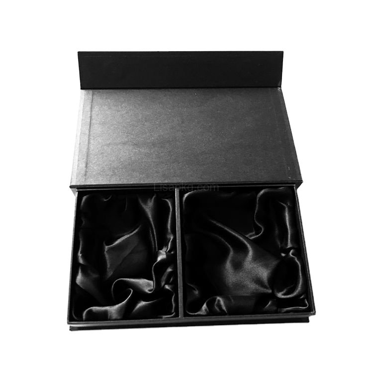 Custom Logo black Wig Packaging Box With Silk Satin Lined Luxury Magnetic Packaging Box For Hair Extension