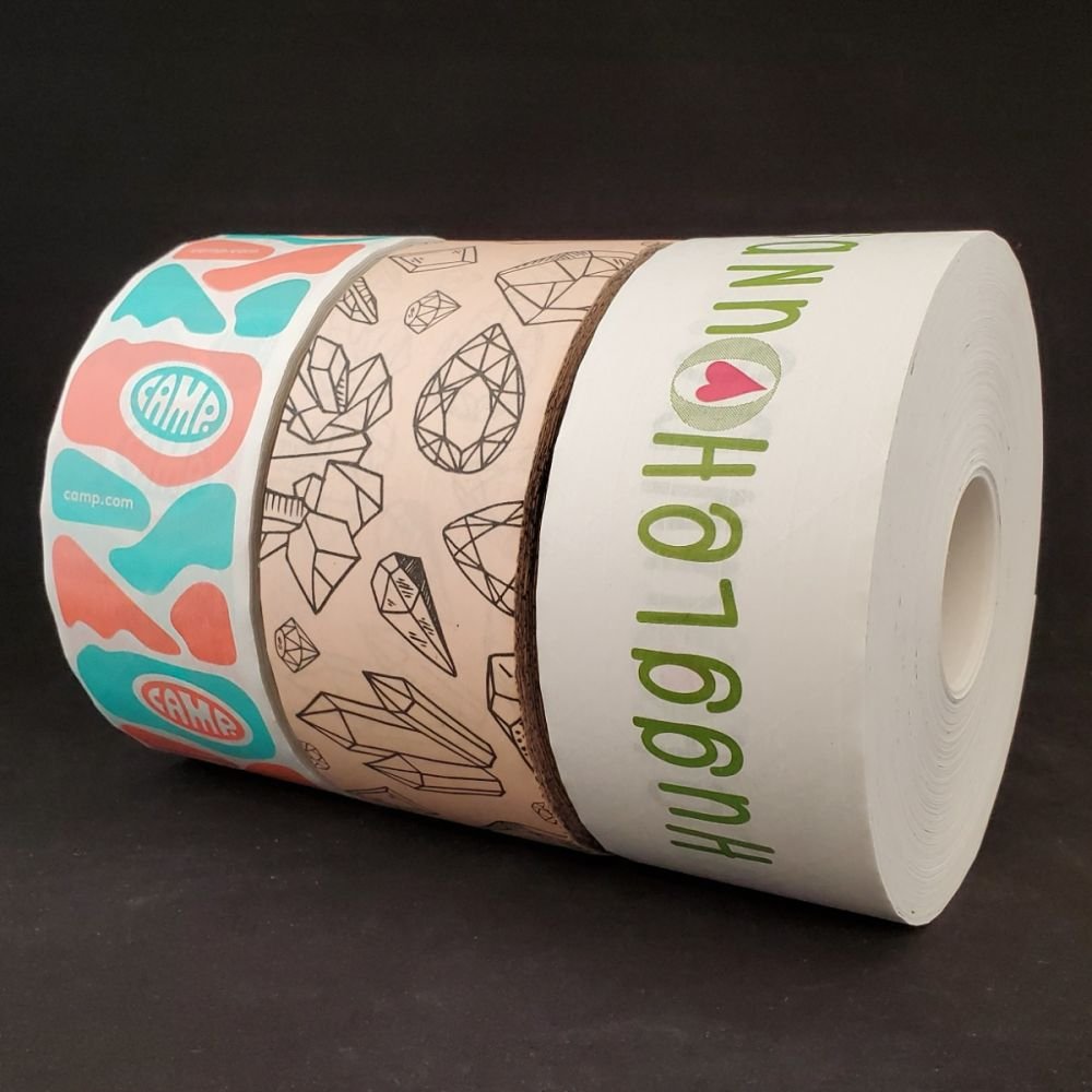 Custom Printed Water-Activated White Kraft Roll Paper Packaging Tape for Carton Box
