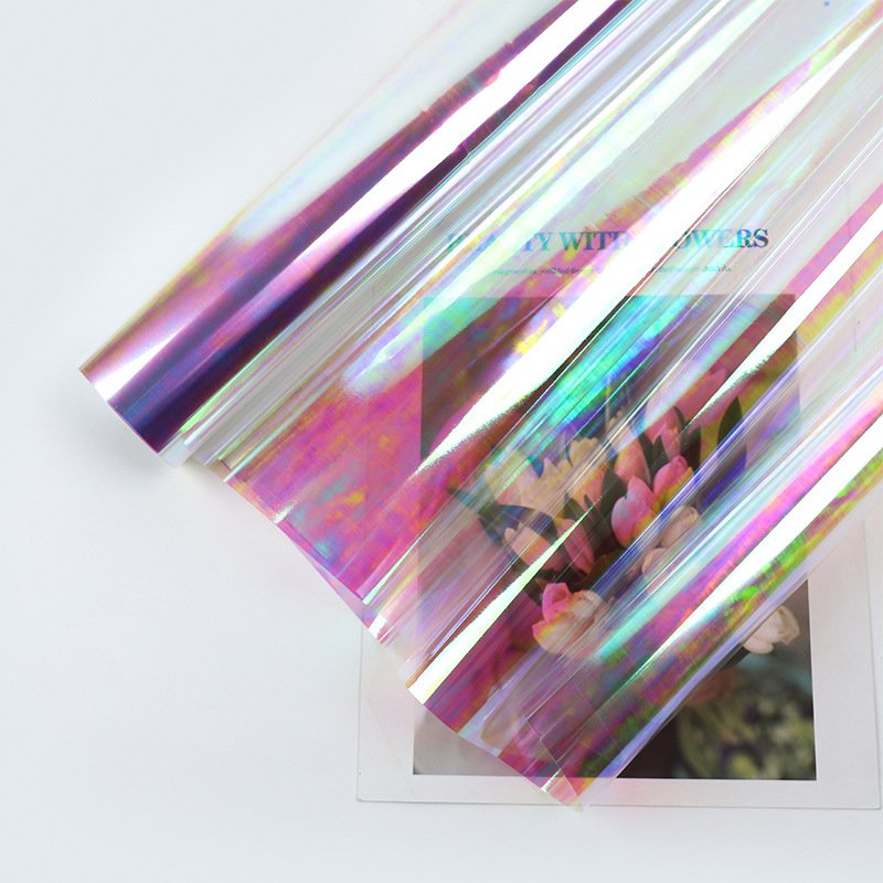 Transparent Waterproof Rainbow Film Clear Glass Paper Gift Bouquet Packaging Flower Wrapping Paper