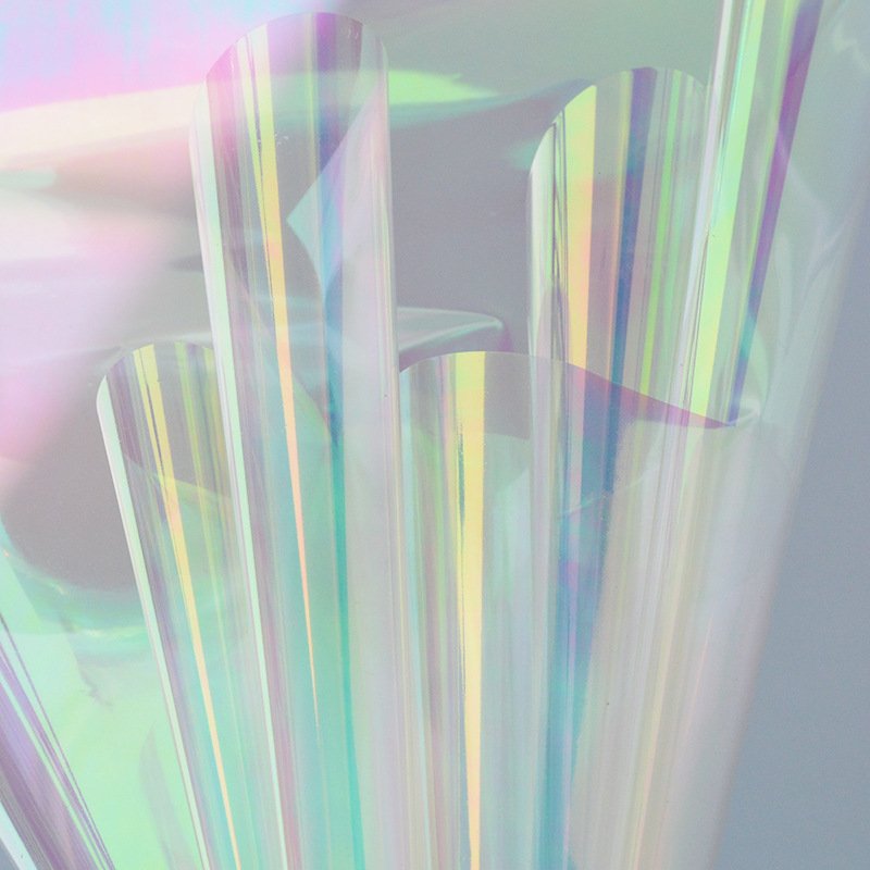 Transparent Waterproof Rainbow Film Clear Glass Paper Gift Bouquet Packaging Flower Wrapping Paper