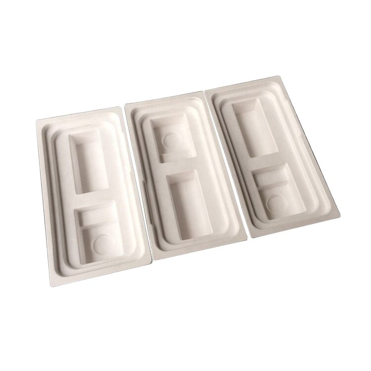 Wet press molded fiber tray white paper pulp tray mobile phone molded paper pulp packing inner tray