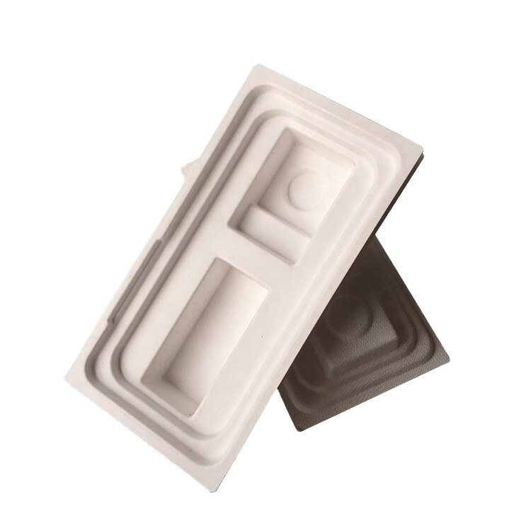 Wet press molded fiber tray white paper pulp tray mobile phone molded paper pulp packing inner tray