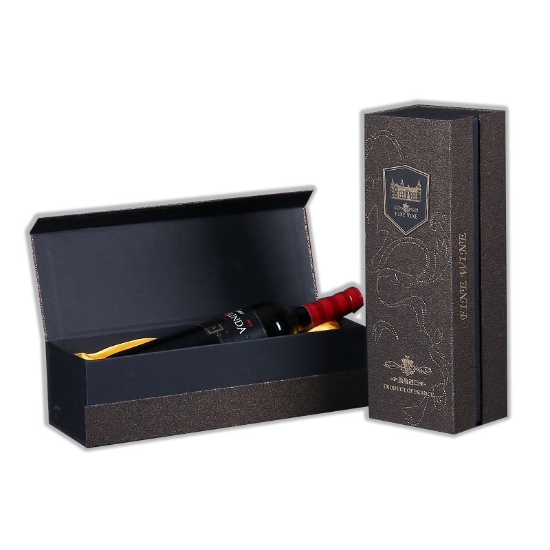 Custom Luxury Cardboard Liquor 1 Bottle Gift Boxes Magnetic Bottle Packaging Whiskey Champagne Wine Box