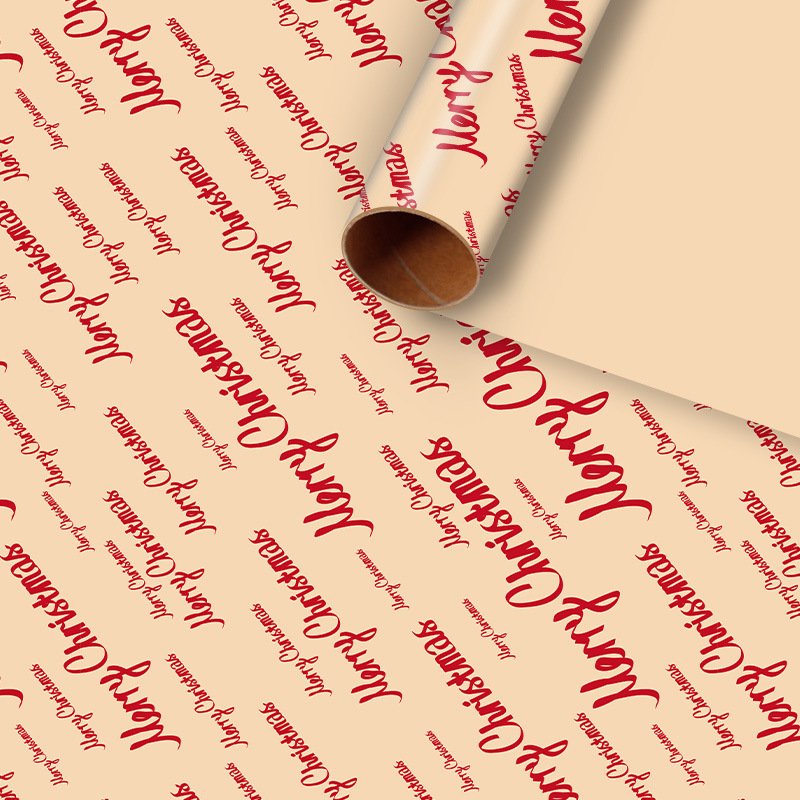 2024 High Quality Gift Packaging 80gsm Kraft Brown Custom Printed Paper Rolls Wholesale Christmas Wrapping Paper