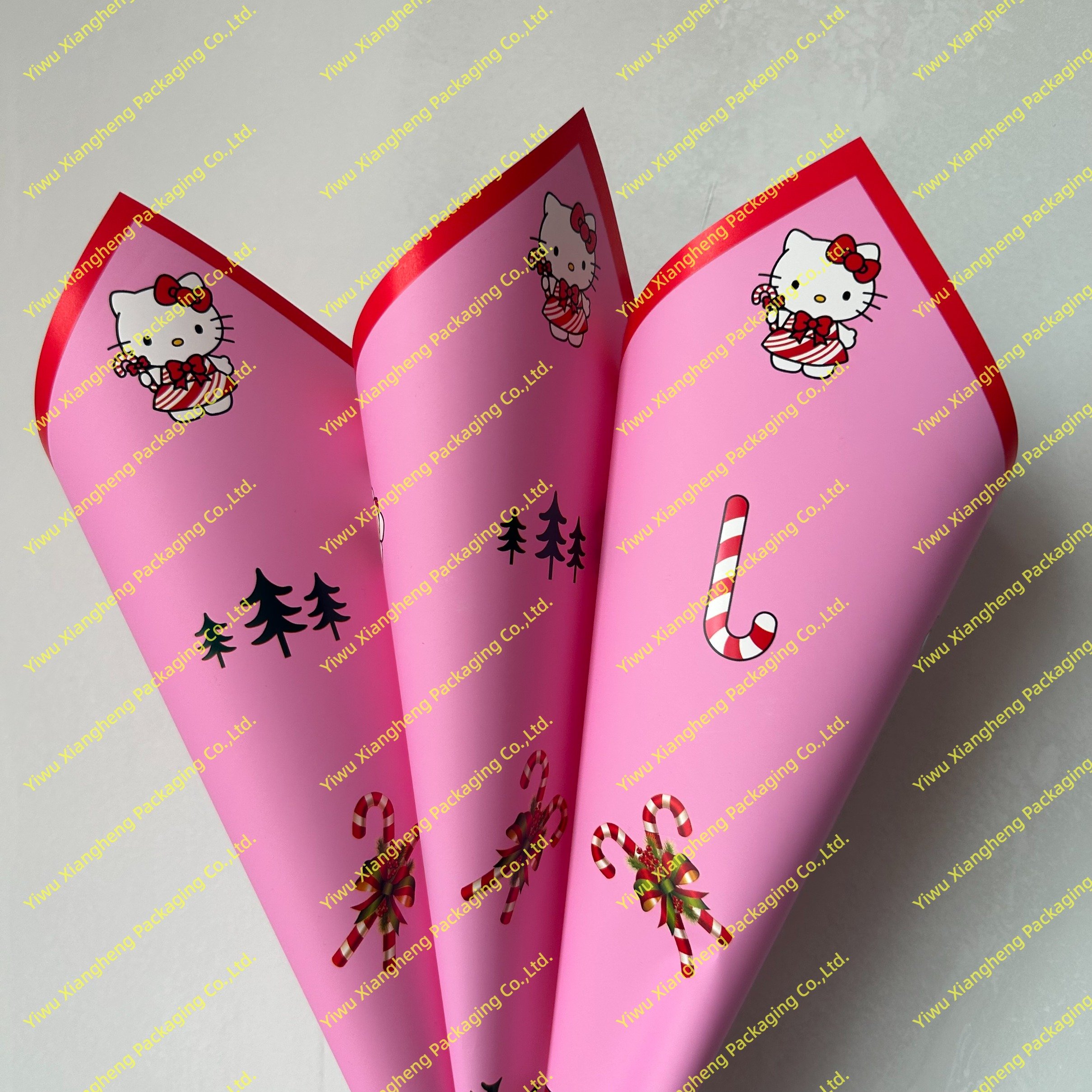 Factory New Design Christmas Kitten Pattern Colorful Thickened Waterproof Flower Wrapping Paper Flower Shop Sweet Flower Paper
