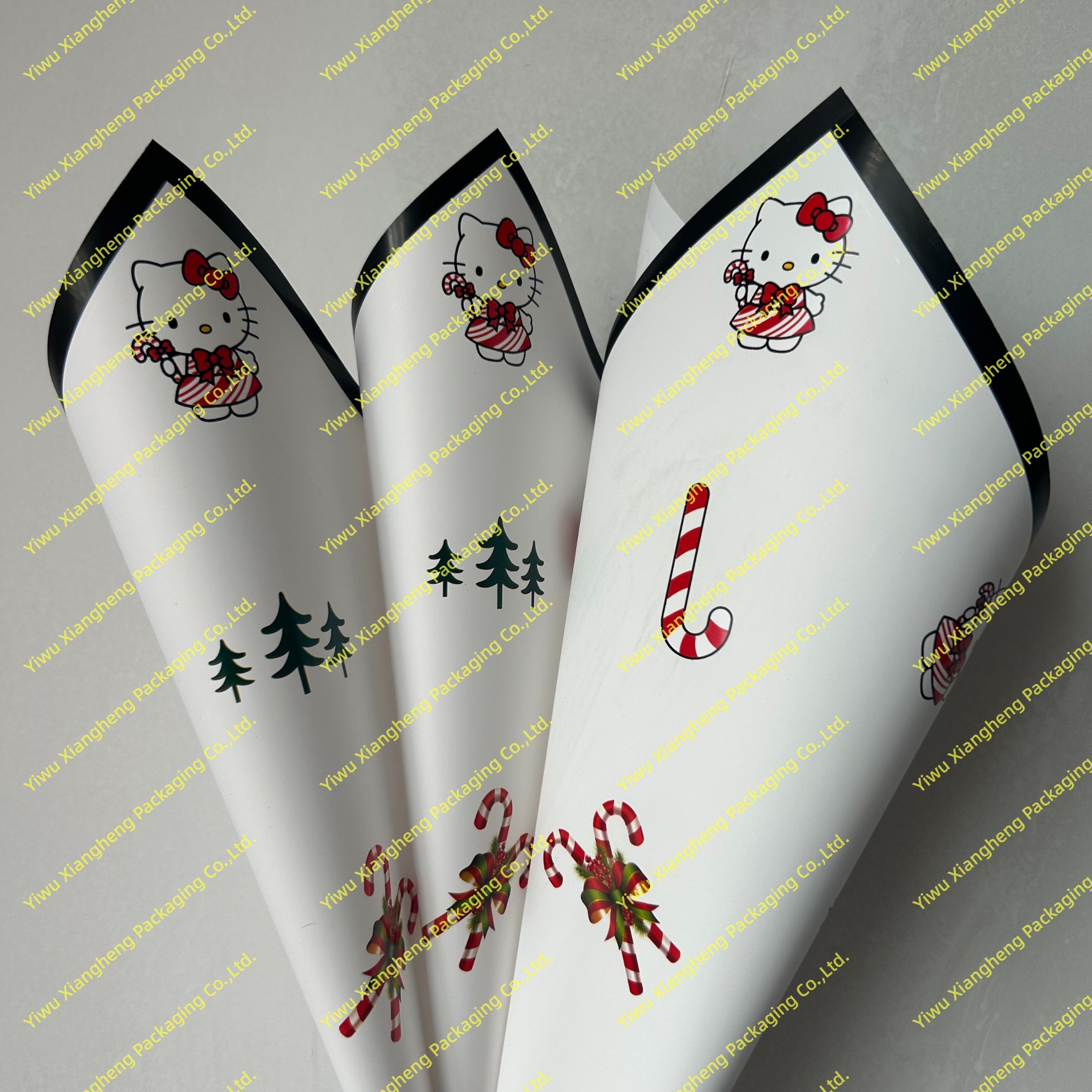 Factory New Design Christmas Kitten Pattern Colorful Thickened Waterproof Flower Wrapping Paper Flower Shop Sweet Flower Paper