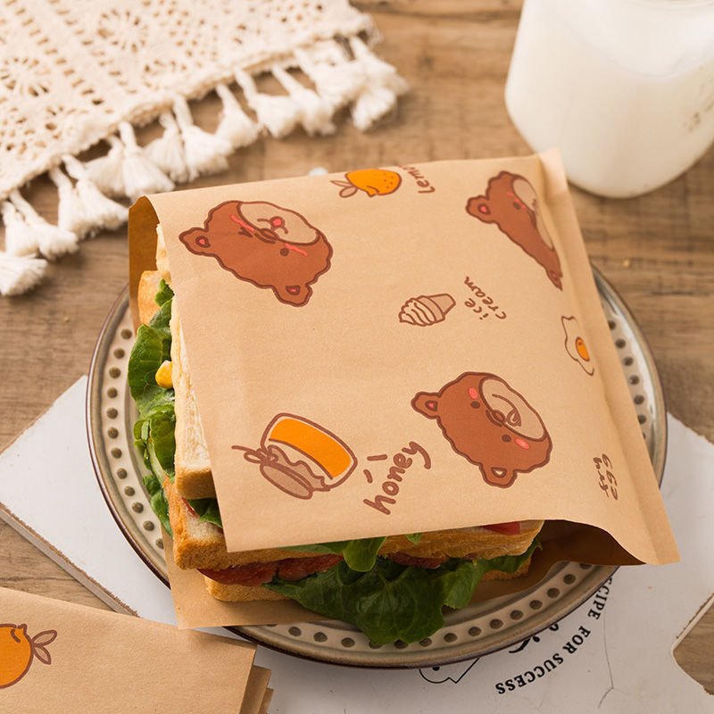 OEM paper sandwich bags triangle traditional snack baked cake grease proof paper bag