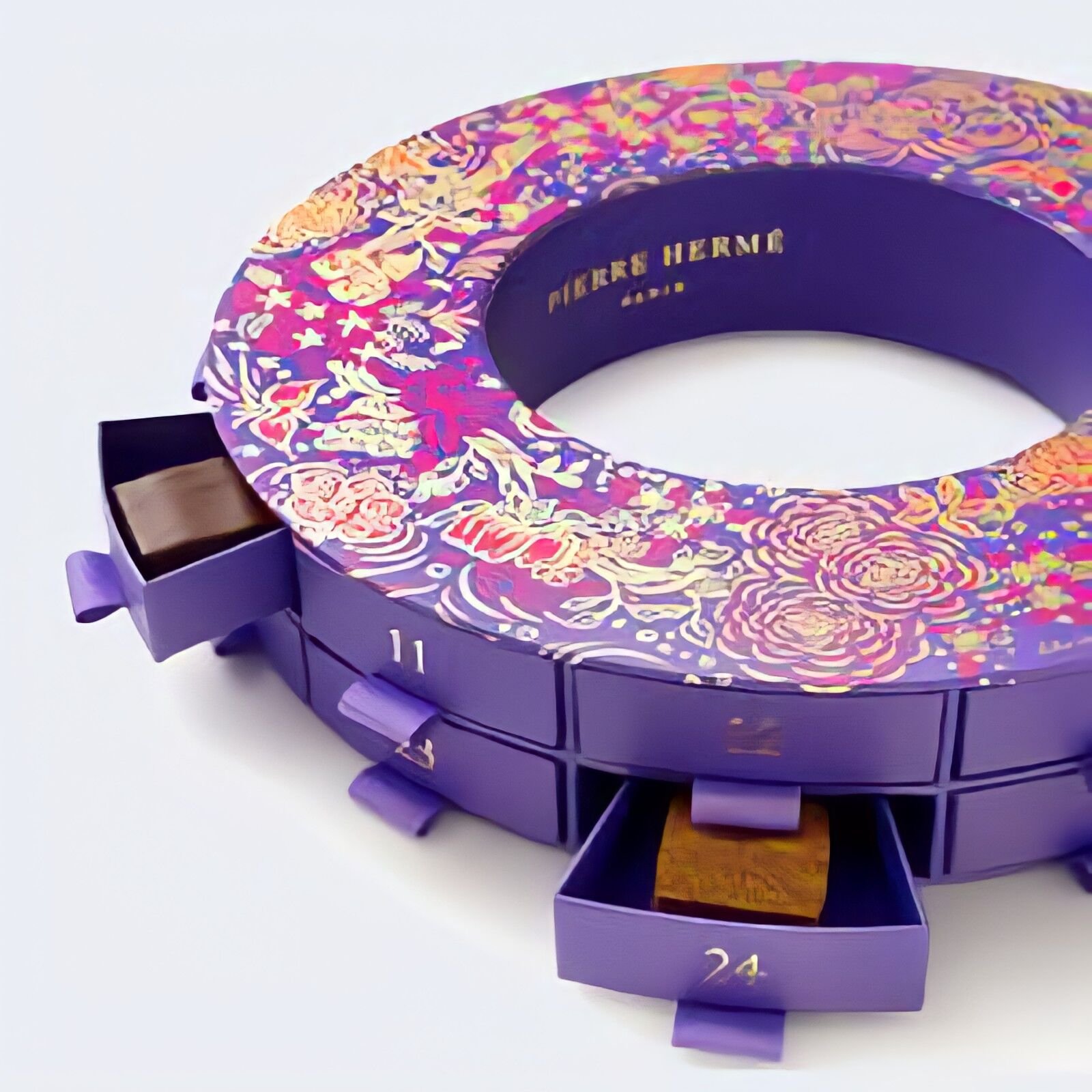 Wreath Shaped Round Circular Mystery Blind Box Christmas Advent Calendar Cardboard Box With Drawer For Candy Chocolate Packaging