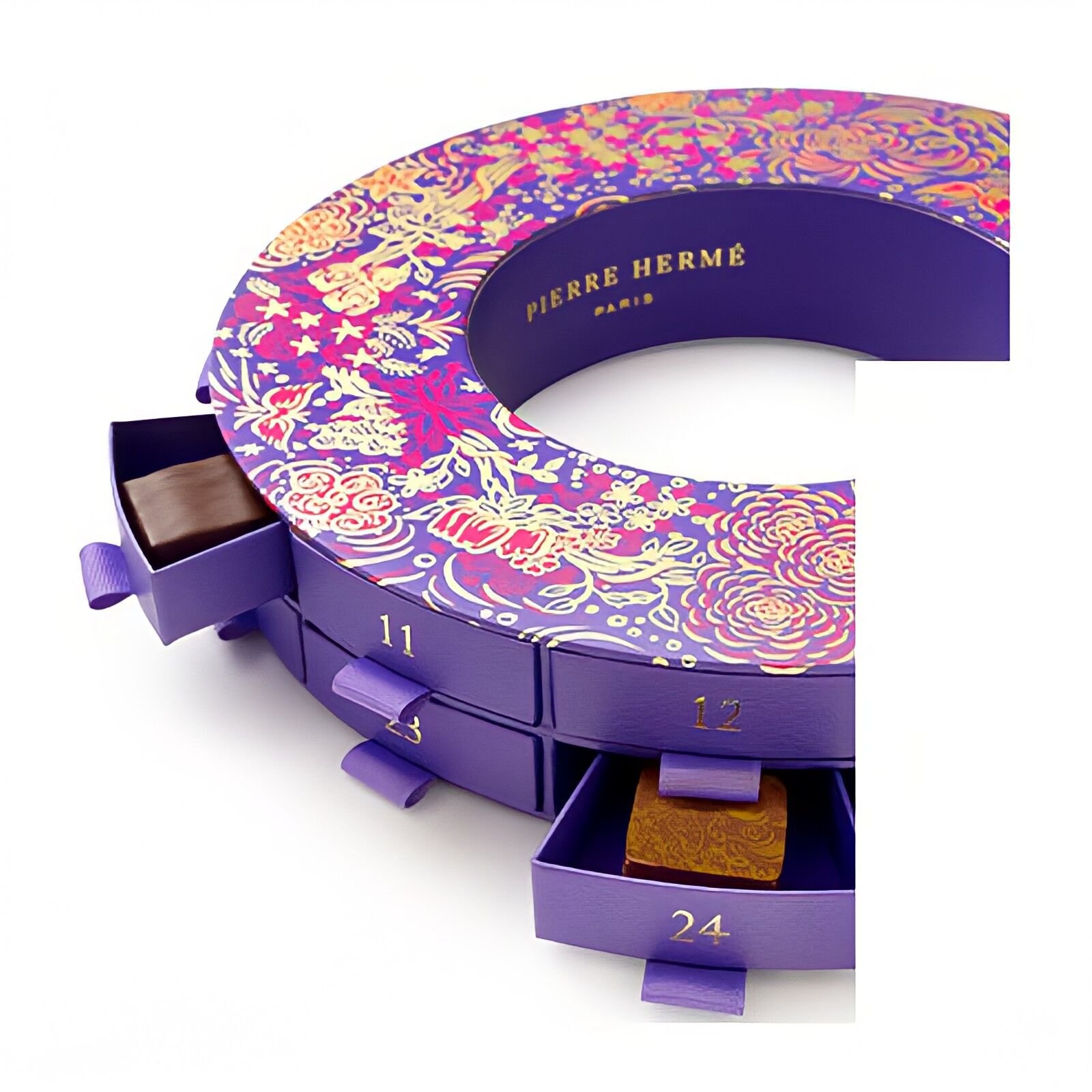 Wreath Shaped Round Circular Mystery Blind Box Christmas Advent Calendar Cardboard Box With Drawer For Candy Chocolate Packaging