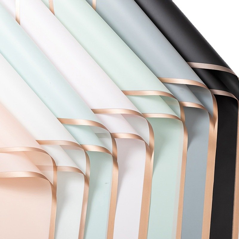 Golde Border Line Flower Wrapping Paper Roes Gold Edge Korean Wrapping Paper flower raping paper
