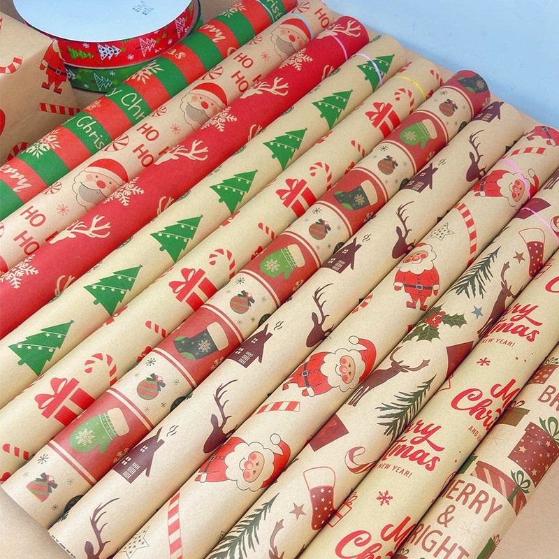 Custom Designed Kraft Wrap Paper Wrapping Tissue Paper Print logo Papier For Christmas Gift Packaging