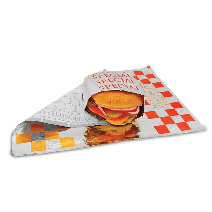 Custom Printing Laminated Aluminum Foil Food Paper Greaseproof Sandwich Wrapping Paper Honeycomb Hamburger Packaging Paper