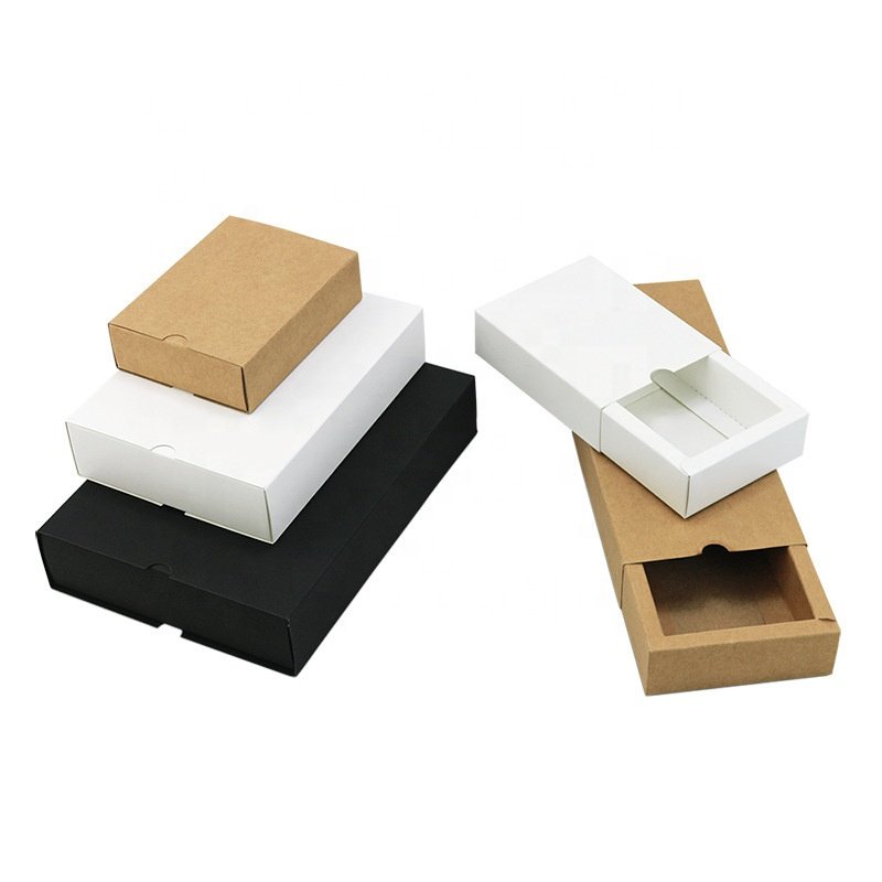 2024 Customized Eyelash Extensions Private Logo Slide Drawer Packaging White Brown Kraft Paper Box