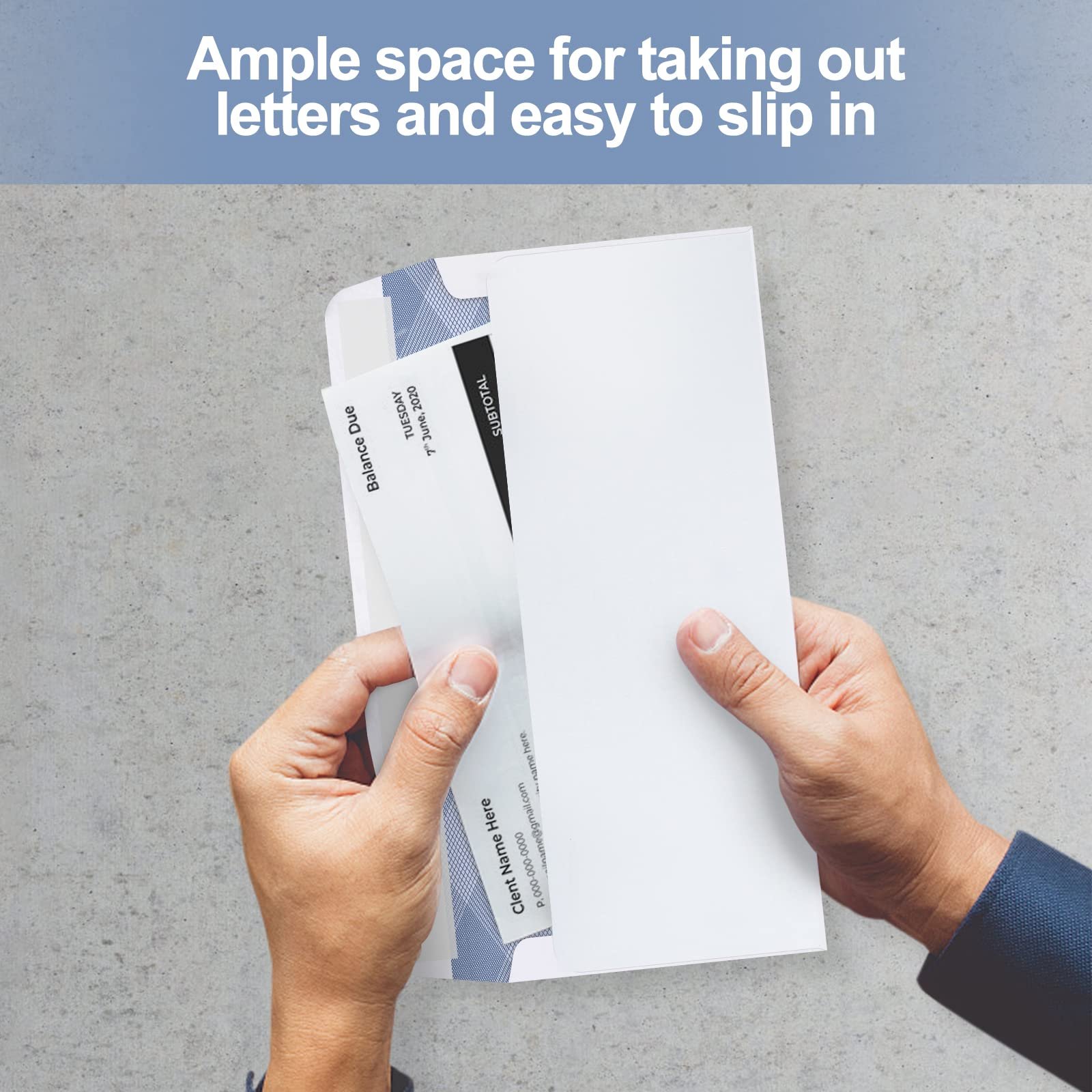 Self-Seal Envelopes With Window Security Tint Pattern for Secure Mailing, Invoices and Statements