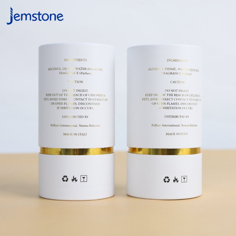 Custom Gold Stamping Logo White Round Box Strips 30ml Perfume Paper Tube For Perfume Packaging