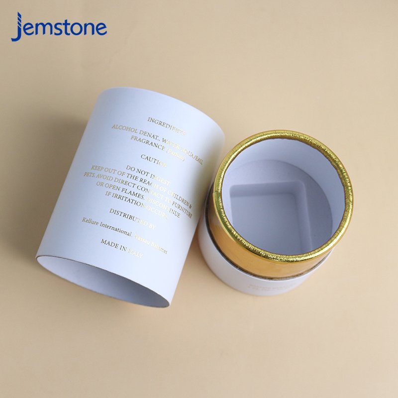 Custom Gold Stamping Logo White Round Box Strips 30ml Perfume Paper Tube For Perfume Packaging