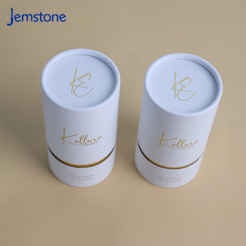 Custom Gold Stamping Logo White Round Box Strips 30ml Perfume Paper Tube For Perfume Packaging