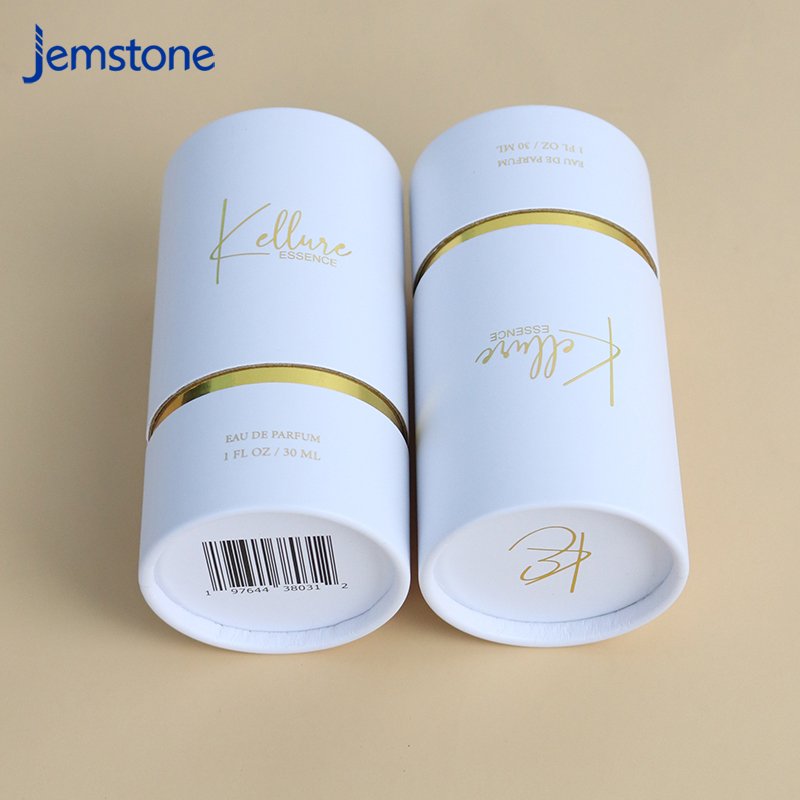 Custom Gold Stamping Logo White Round Box Strips 30ml Perfume Paper Tube For Perfume Packaging
