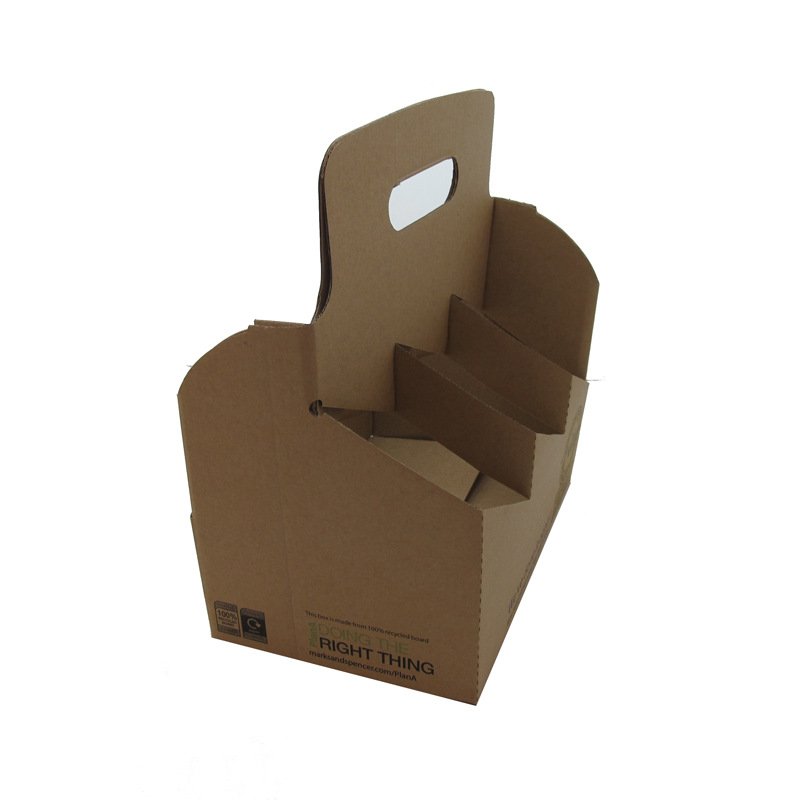 Eco-Friendly 3 4 6 8 bottle pack wine beer corrugated box carrier beer shipping box with handle