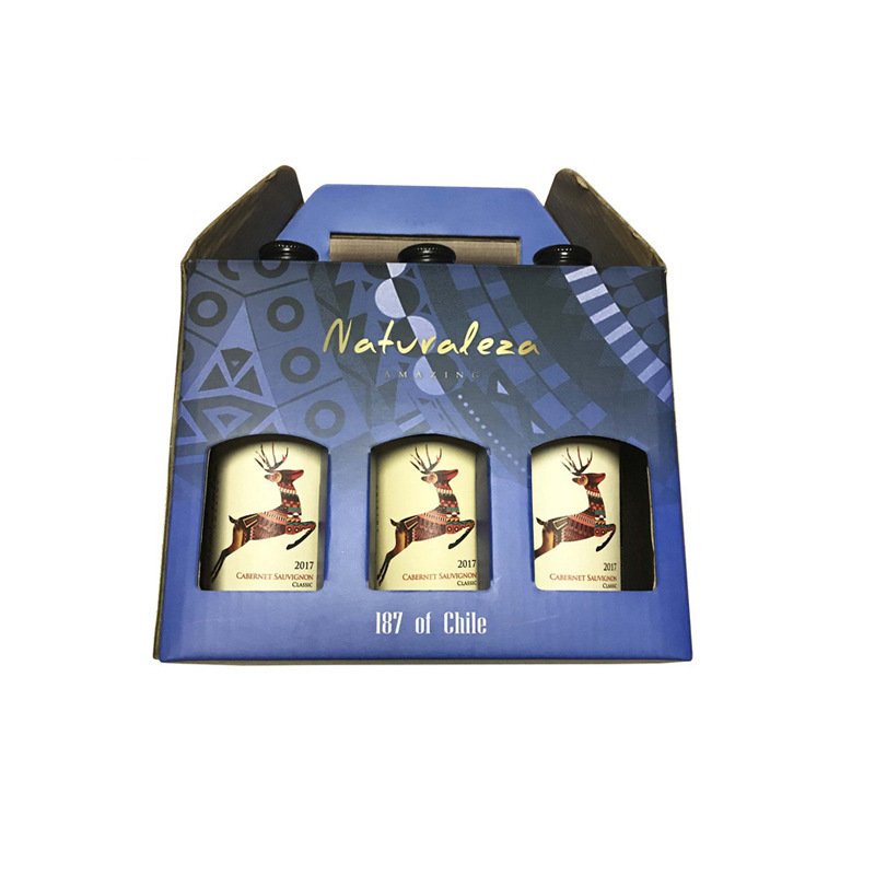 Eco-Friendly 3 4 6 8 bottle pack wine beer corrugated box carrier beer shipping box with handle