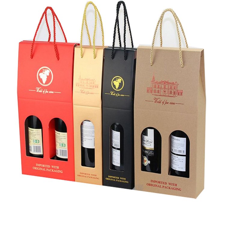 Eco-Friendly 3 4 6 8 bottle pack wine beer corrugated box carrier beer shipping box with handle