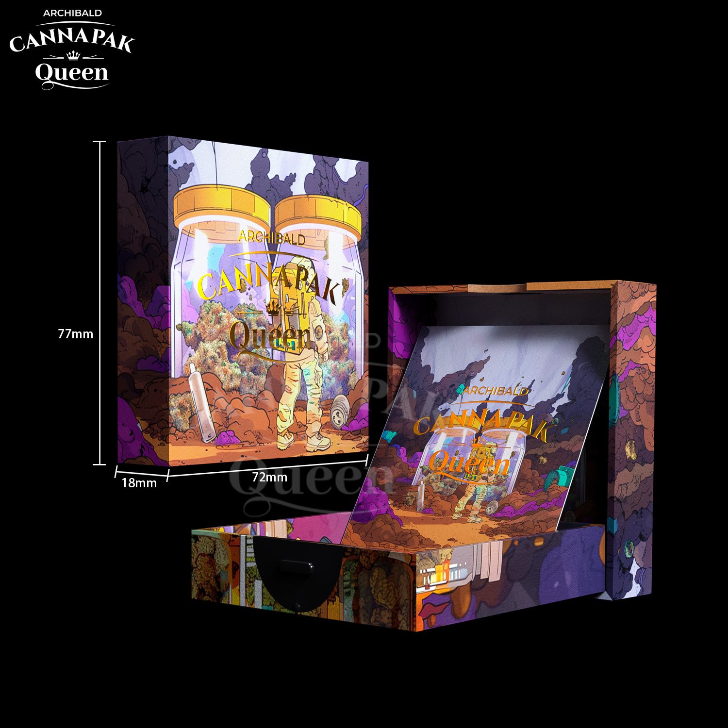 Archibald Professional Design Custom Square Herb Tobacco Paper Packaging 77*18*72Mm 6 Pack Cr Flip Oem Pre Roll Box