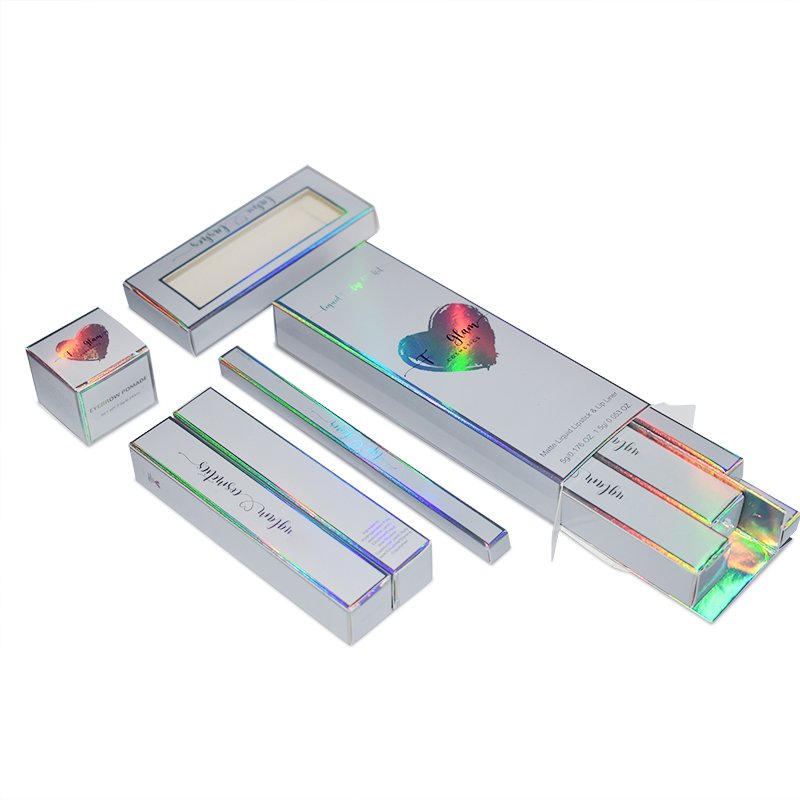 Luxury Gift Box Custom Logo Full Colors Lipstick Paper Box Glitter Holographic Balm Tube Kit Cosmetic Lip Gloss Boxes Packaging