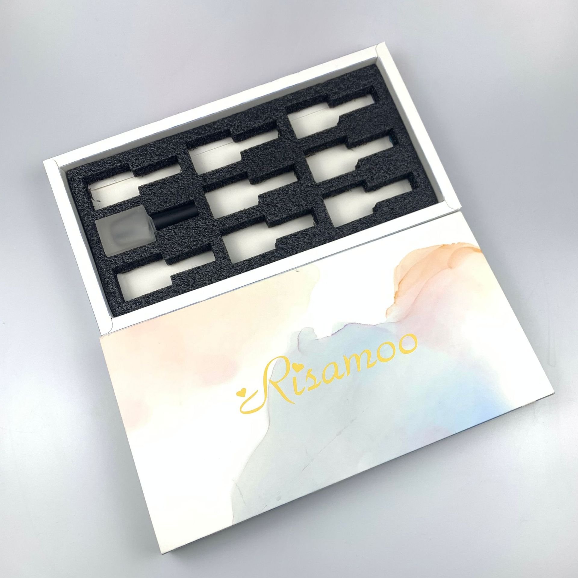 Custom luxury quality cosmetics nail polish packaging boxes with paper dividers profesional nail polish 12 box low moq