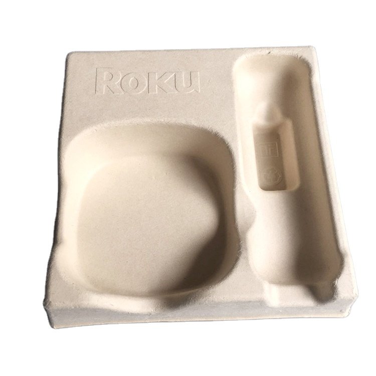 Roku set top box molded suppliers inner electronic tray pulp packaging biodegradable paper molded bio pulp tray