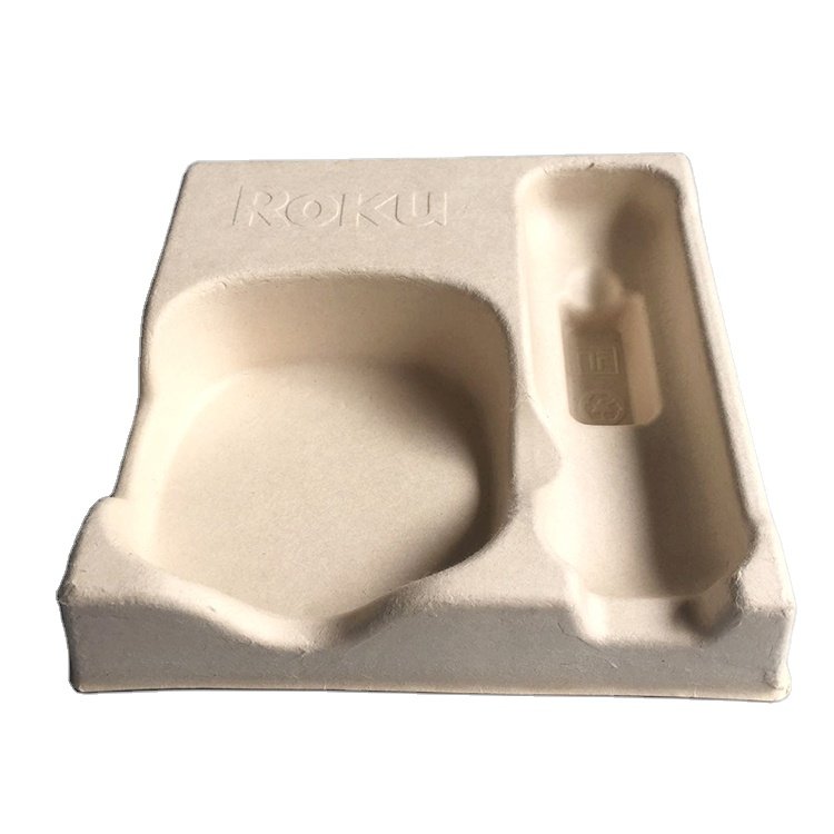 Roku set top box molded suppliers inner electronic tray pulp packaging biodegradable paper molded bio pulp tray