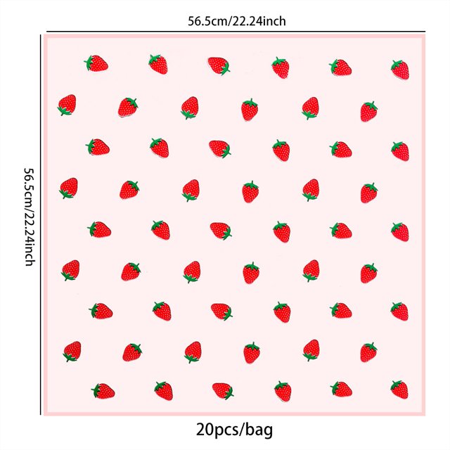 clear pink strawberry print design wrap bouquet waterproof flower korean floral white strawberries wrapping packaging paper