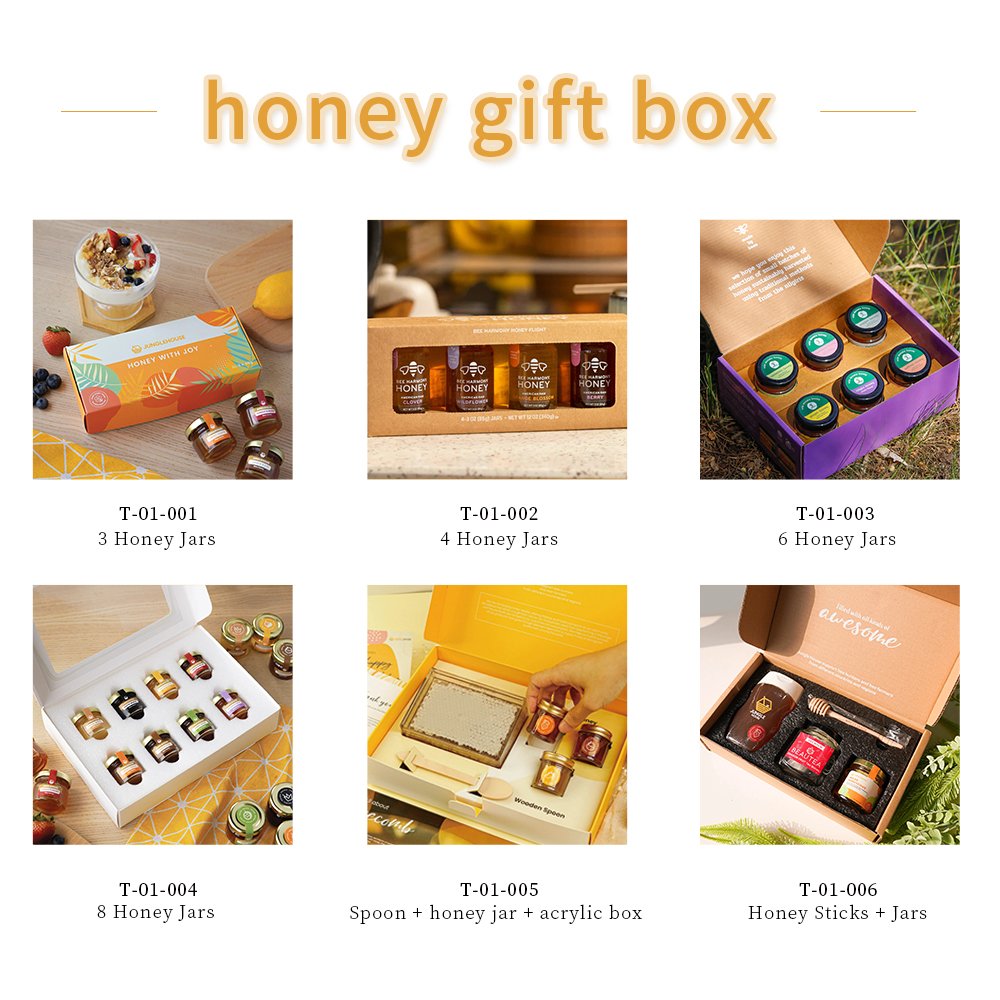 Candy Sugar Glass Jar Packaging Paper Box Custom Empty Honey Bee Box Gift Supplier