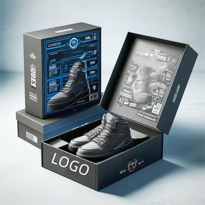 Custom Men Paper Shoe Packaging Box White Paper Cardboard with Window Shoe Box Casual Shoes Display Box