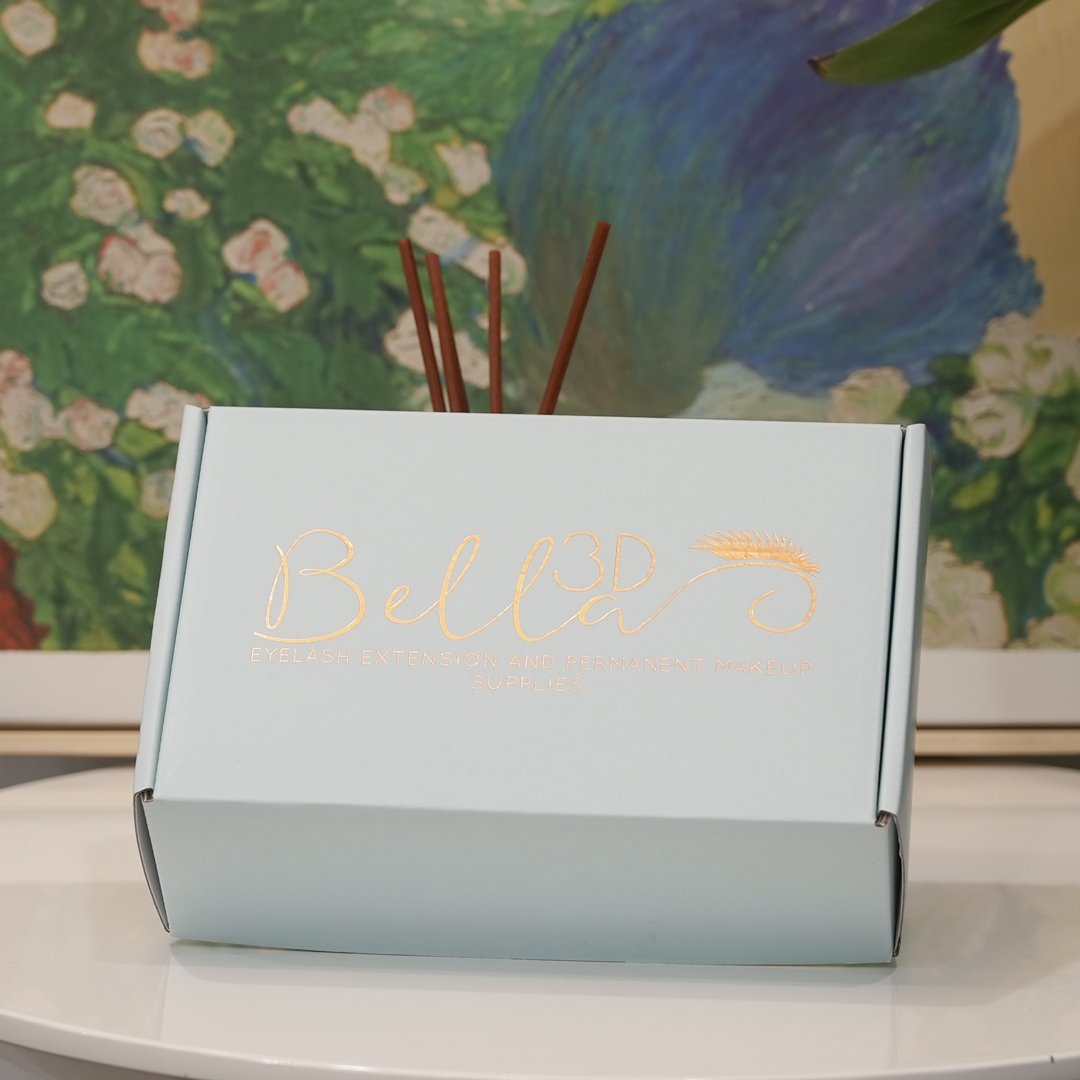 Gift Box Custom Hot Sale Logo Colorful Baby Blue Color Logo Hot Foil Stamping Printing Corrugated Board Gift Packaging Paper Box