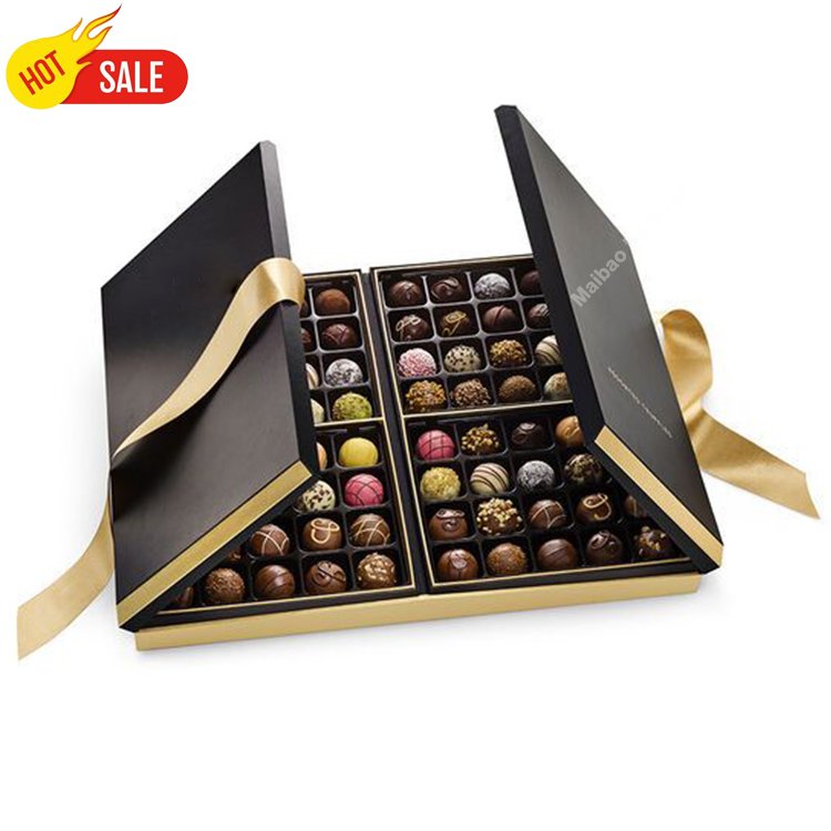 Wholesale Custom Printed Luxury Folding Rigid Paper Gift Box Sweet Chocolate Box With Printing Paper Tray Food Packaging