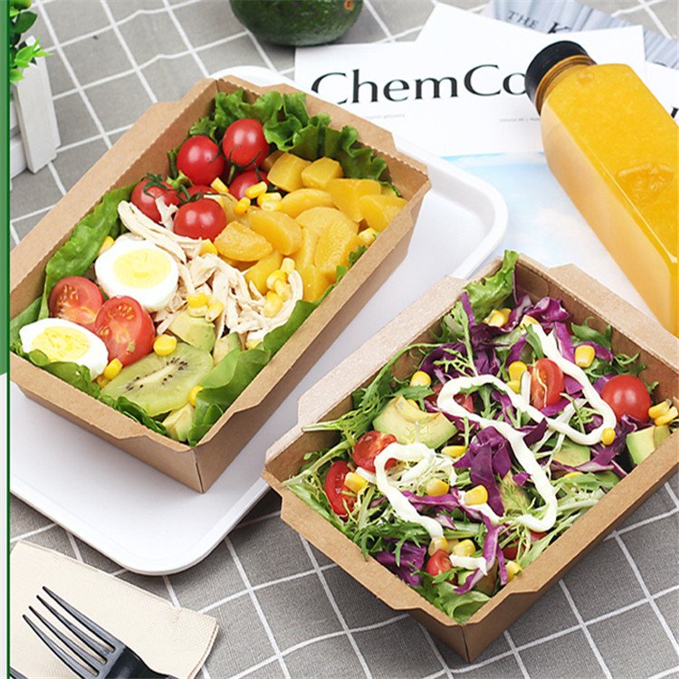 BREST Disposable paper salad bowl with plastic lid for take away