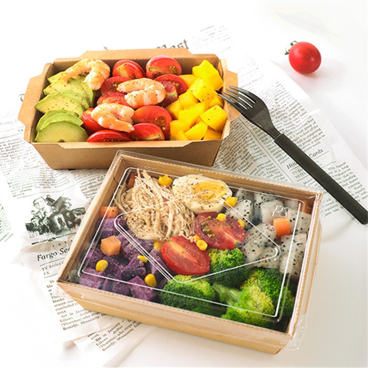 BREST Disposable paper salad bowl with plastic lid for take away
